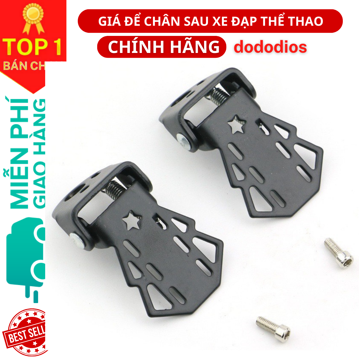 Giá để chân sau xe đạp thể thao bằng kim loại gấp gọn bộ 2 chiếc - Chính hãng dododios