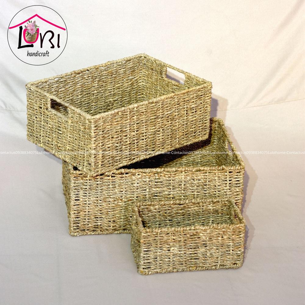 Lubihandicraft - Sọt cói đựng đồ hình chữ nhật - đơn giản, xinh xắn