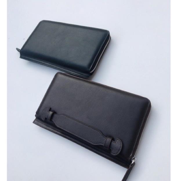 Ví nam dài, bóp nam cầm tay da bò cao cấp - clutch nam BlackMan da thật OLUX