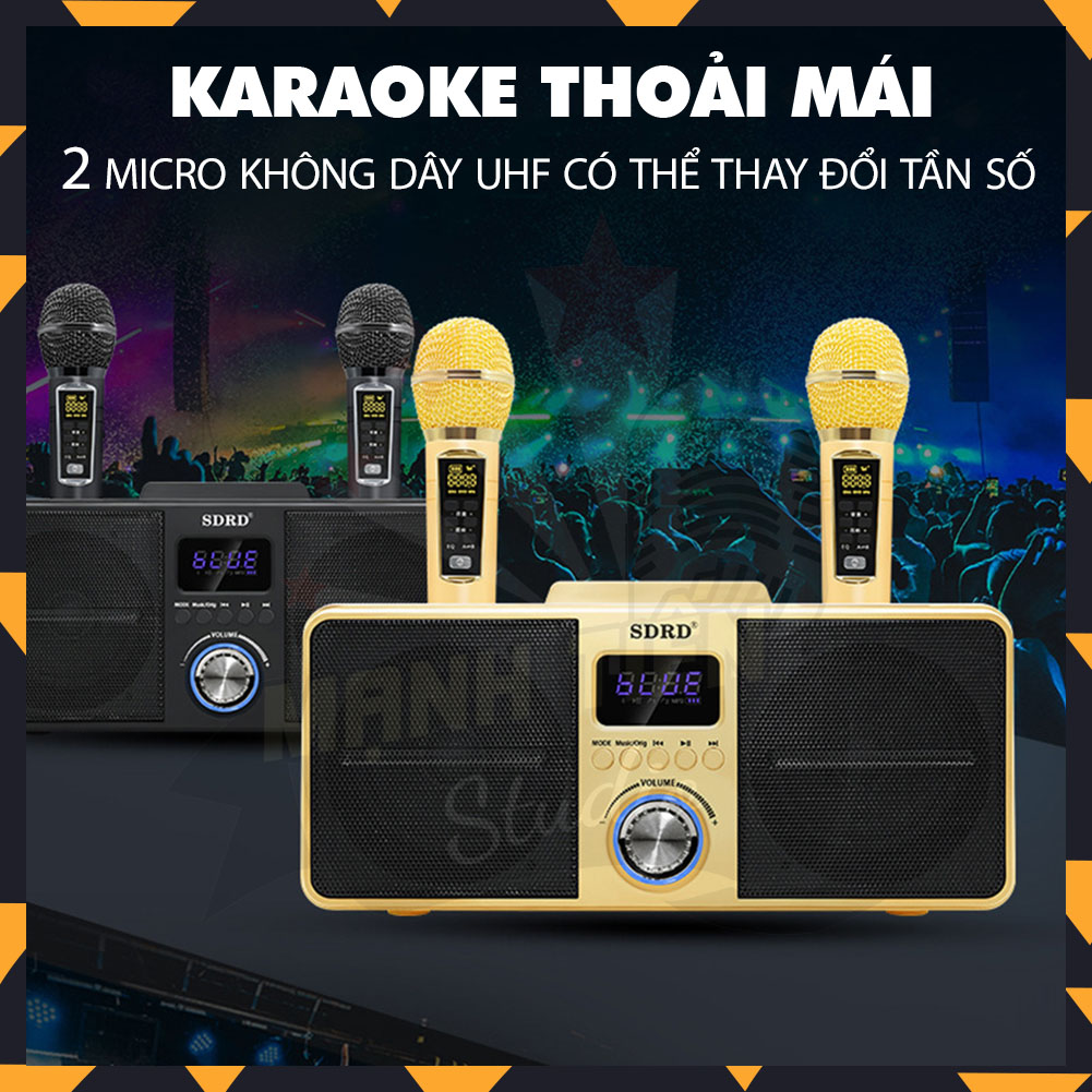 Loa karaoke bluetooth SD 309 - Loa mắt cú cao cấp nhất - Tặng kèm 2 micro không dây có màn hình LCD - Sạc pin cho micro ngay trên loa - Chỉnh bass treble echo ngay trên micro - Loa xách tay du lịch bass đôi cực chất - Màu ngẫu nhiên - Hàng chính hãng