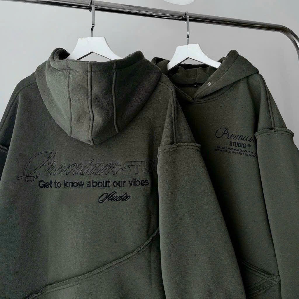 Áo Khoác Local Brand Dây Kéo Form Rộng Xanh Rêu NEVERTHAT [ nam nữ mặc ], áo hoodie cặp đôi