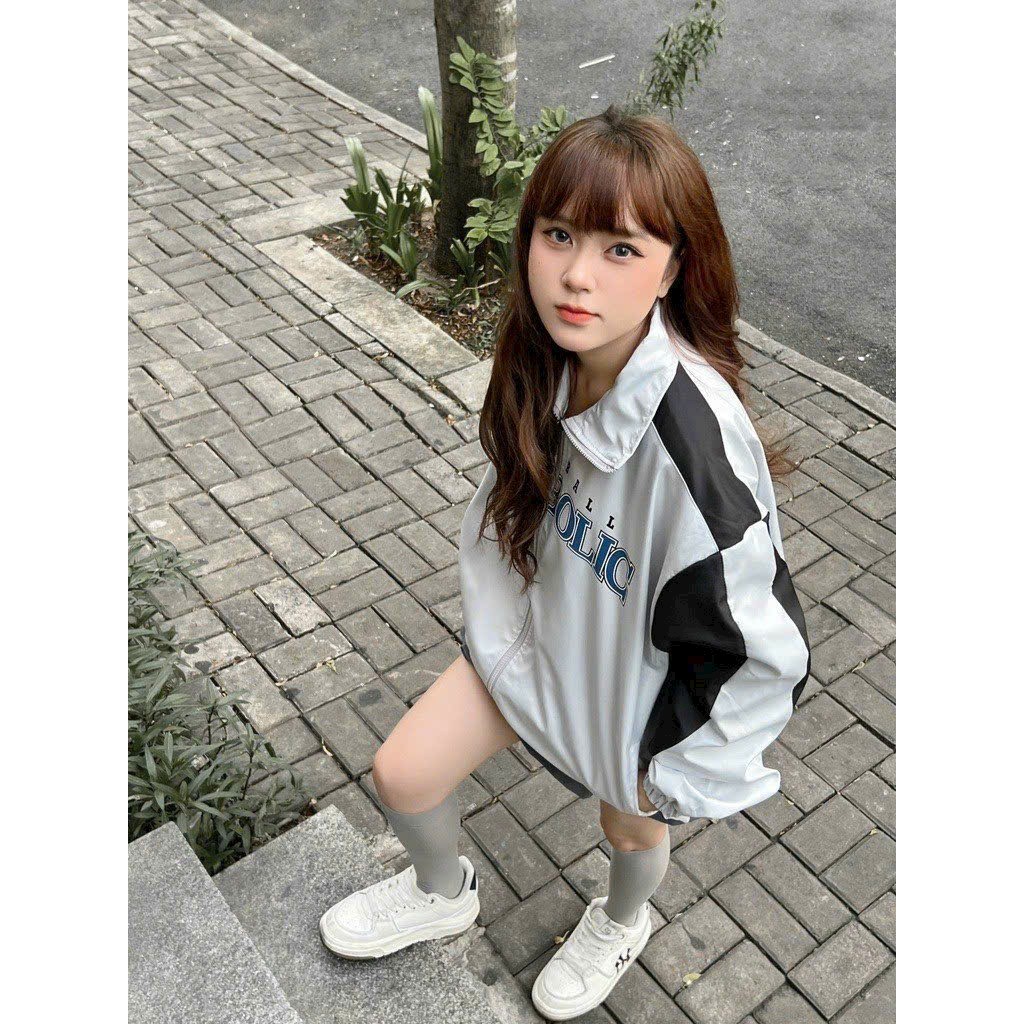 Áo khoác dù Active Track Jacket Symbolic chất dù 2 lớp, áo khoác bomber nam nữ đen trắng form rộng, Áo gió cặp đôi Camping đi phượt thể thao chất liệu gió dày dặn