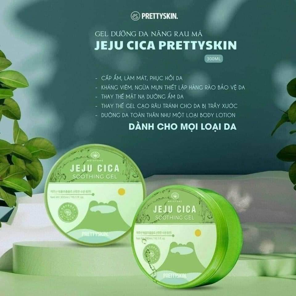 Gel dưỡng da đa năng rau má Jeju Cica Soothing Gel PrettySkin 300ml