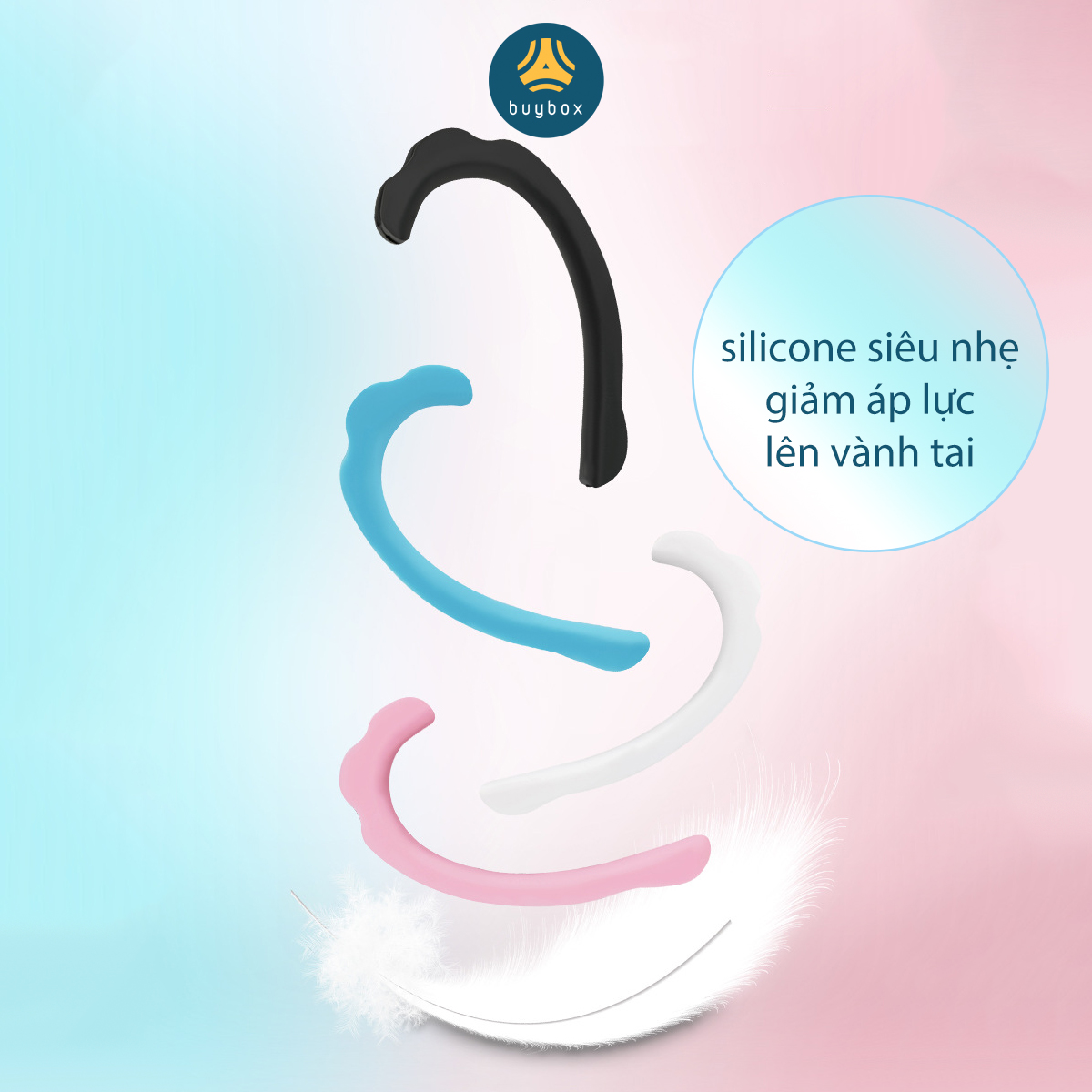 Quai đeo khẩu trang chất liệu silicone giúp đệm êm vành tai, giảm hằn đỏ (Mẫu có gợn sóng)_BUYBOX_BBPK195