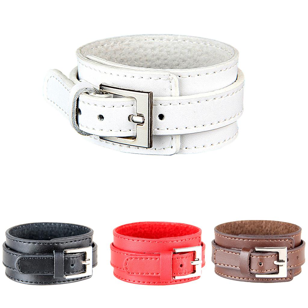 Punk Rock Wide Cow PU Leather Wristband Cuff Bracelet Bangle Buckle Jewelry