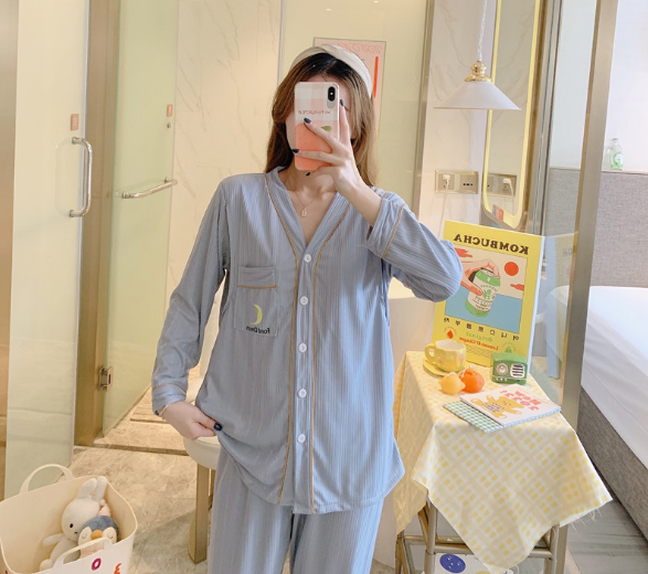 Pijama Bầu sau sinh cho con bú ti CỔ TIM - Bộ đồ bầu mặc nhà cho mẹ - Quần áo ngủ bà bầu đẹp thời trang giá rẻ Bigsize