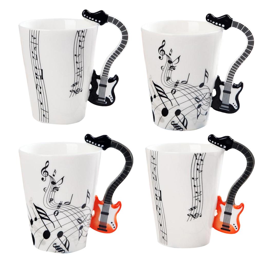 Musical Guitar Mug Drink Tea Milk Coffee Mug Ceramic Cup Black Freedom
