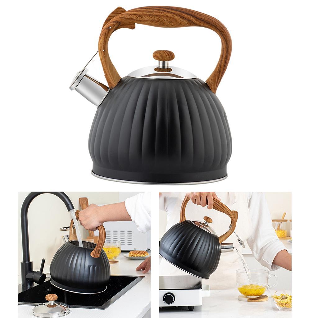 3.5L Whistling Tea Kettle Tea Pot Water Kettle Wood Pattern Handle