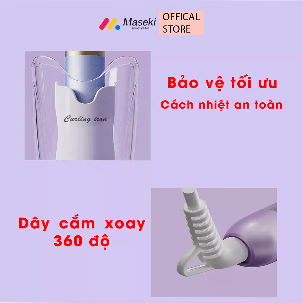 Máy Uốn Tóc Maseki - Máy Uốn Tóc Tự Động Xoay Thông Minh, Tạo Kiểu, Không Khô Sơ, Gãy Rụng