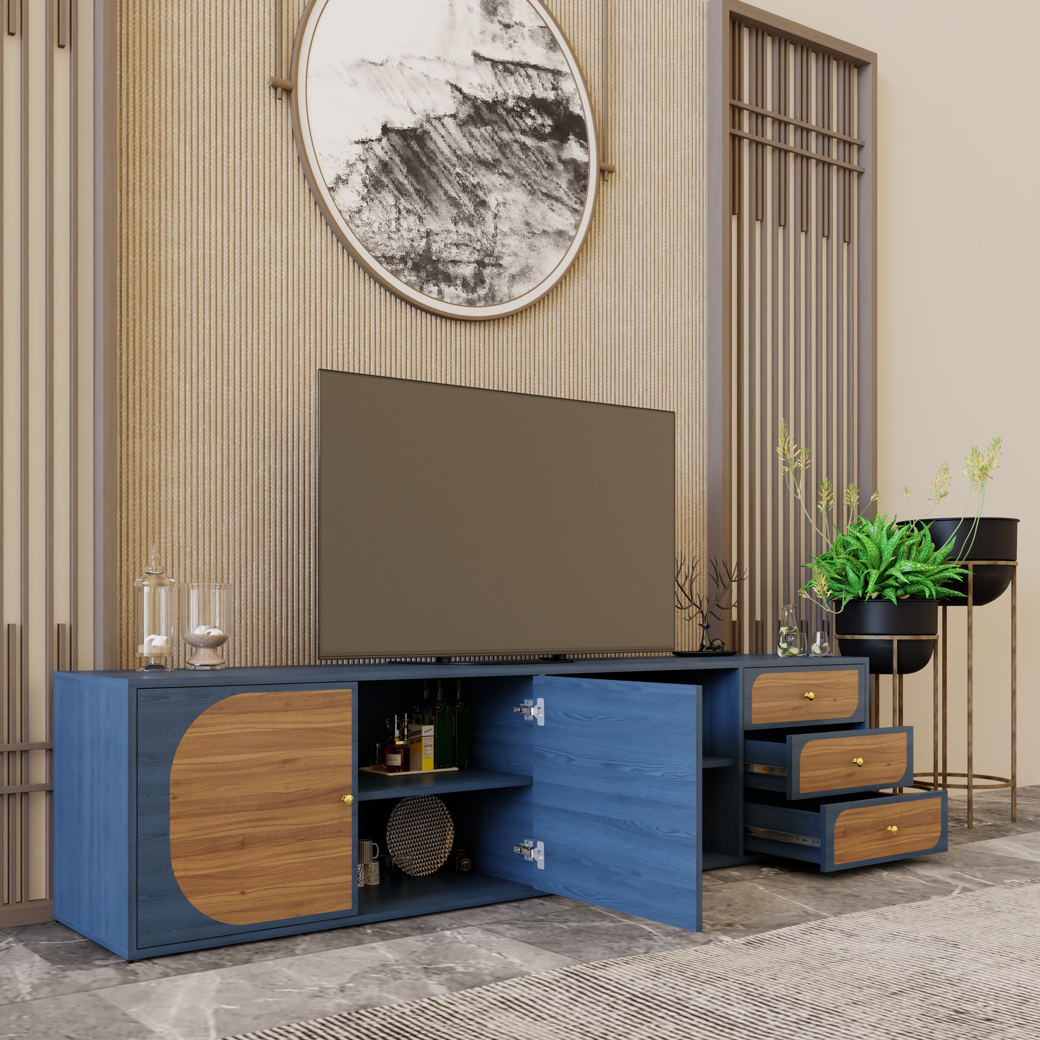 BANA, Kệ TV 2 cửa mở, 220cm x 40cm x 52cm , KTV_031