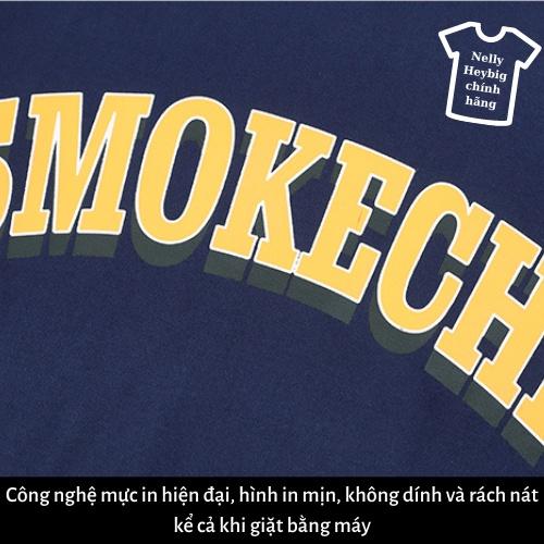 Áo thun unisex cổ tròn Nelly Heybig chính hãng, Áo thun nam cổ tròn tay ngắn in Smokechi size S áo phông mùa hè