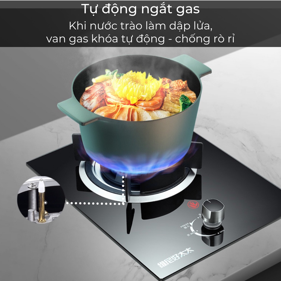 Bếp Gas Đơn NEMI GK - 68 Với 9 Đầu Đốt Lửa Công Nghiệp, Bếp Ga Mini Mặt Kính Cường Lực Phù Hợp Lắp Âm Và Dương