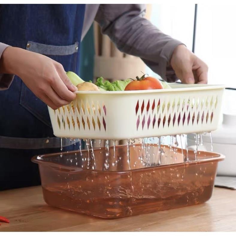 Rổ chứ nhật nhựa 2 lớp cao cấp ,rổ đựng rau củ quả,rổ úp bát 2 cỡ GDTH