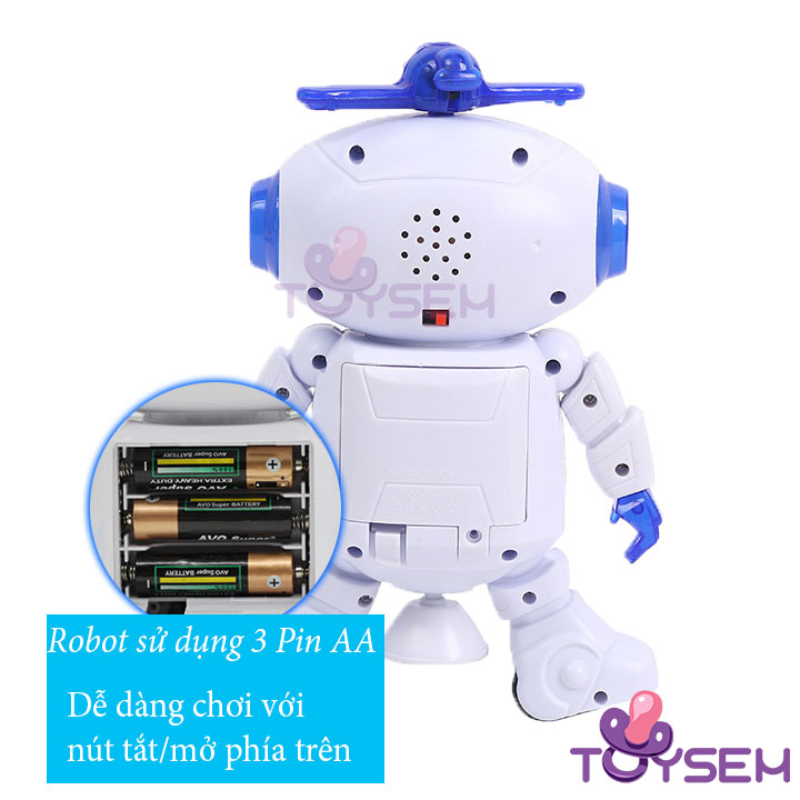 Đồ chơi robot nhảy múa theo nhạc xoay 360 có đèn led vui nhộn - Người máy đồ chơi nhún nhảy - Thế giới đồ chơi Toysem - Quà tặng sinh nhật cho bé trai bé gái cute