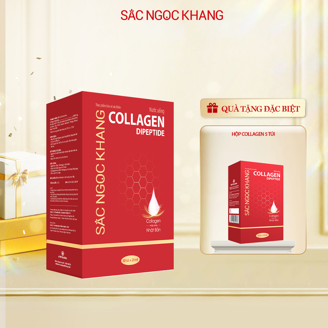 Nước uống đẹp da Collagen Dipeptide 30 túi Sắc Ngọc Khang hấp thụ nhanh và vượt trội giúp trẻ hóa làn da - săn chắc và sáng mịn