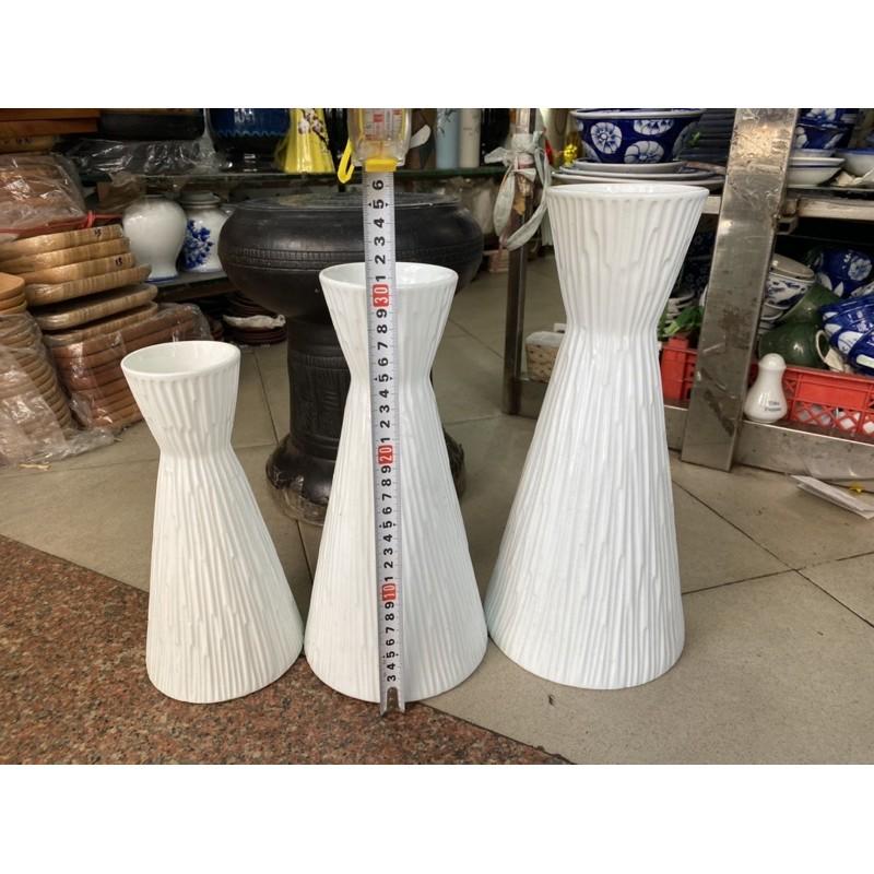 Bình hoa sọc trắng bát tràng ba size