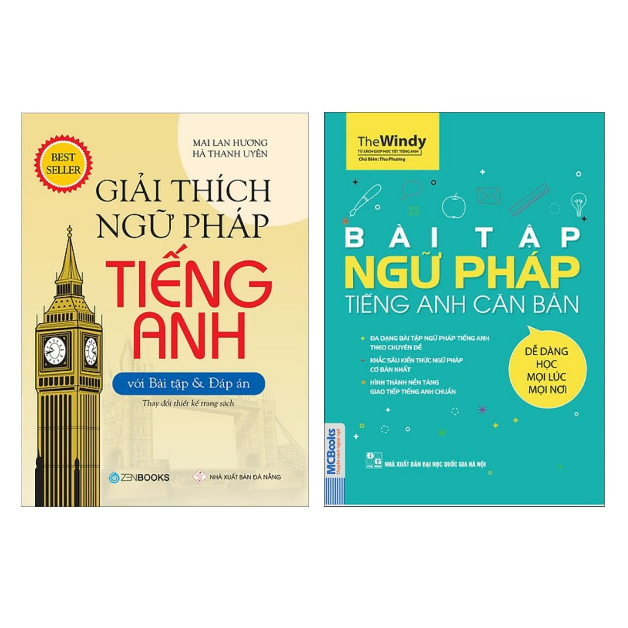 Combo Sách Học Tiếng Anh Nhanh Chóng Cho Người Mất Gốc: Giải Thích Ngữ Pháp Tiếng Anh (Bài Tập Và Đáp Án) + Bài Tập Ngữ Pháp Tiếng Anh Căn Bản (Bộ 2 Cuốn Sách Thông Minh - Tặng Kèm Bookmark Green Life)