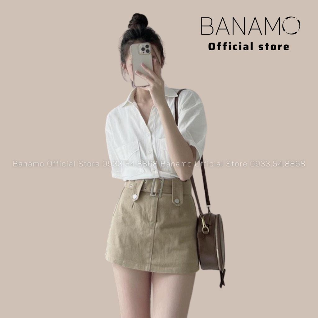 Áo sơ mi cổ V 3 màu hàng thiết kế thời trang Banamo fashion sơ mi cổ v 3 màu 3934