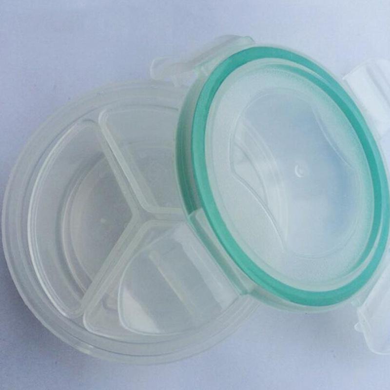 1 Hộp Nhựa Tròn Trong Suốt 3 Ngăn Đựng Trang Sức Tiện Lợi