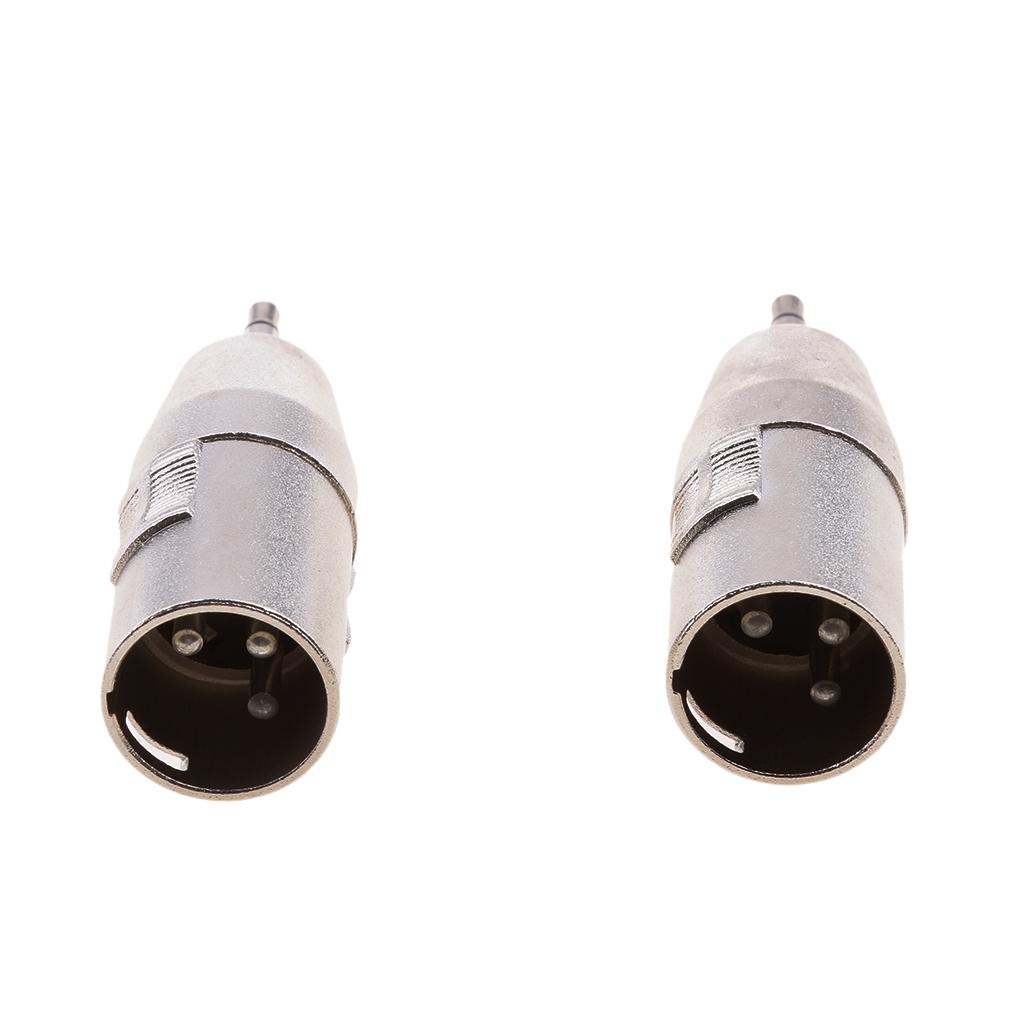 2 Pieces 3.5mm Jack Male Microphone Adapter to 3-pin XLR Male Connector for Camcorders, Recorders, & Mixers