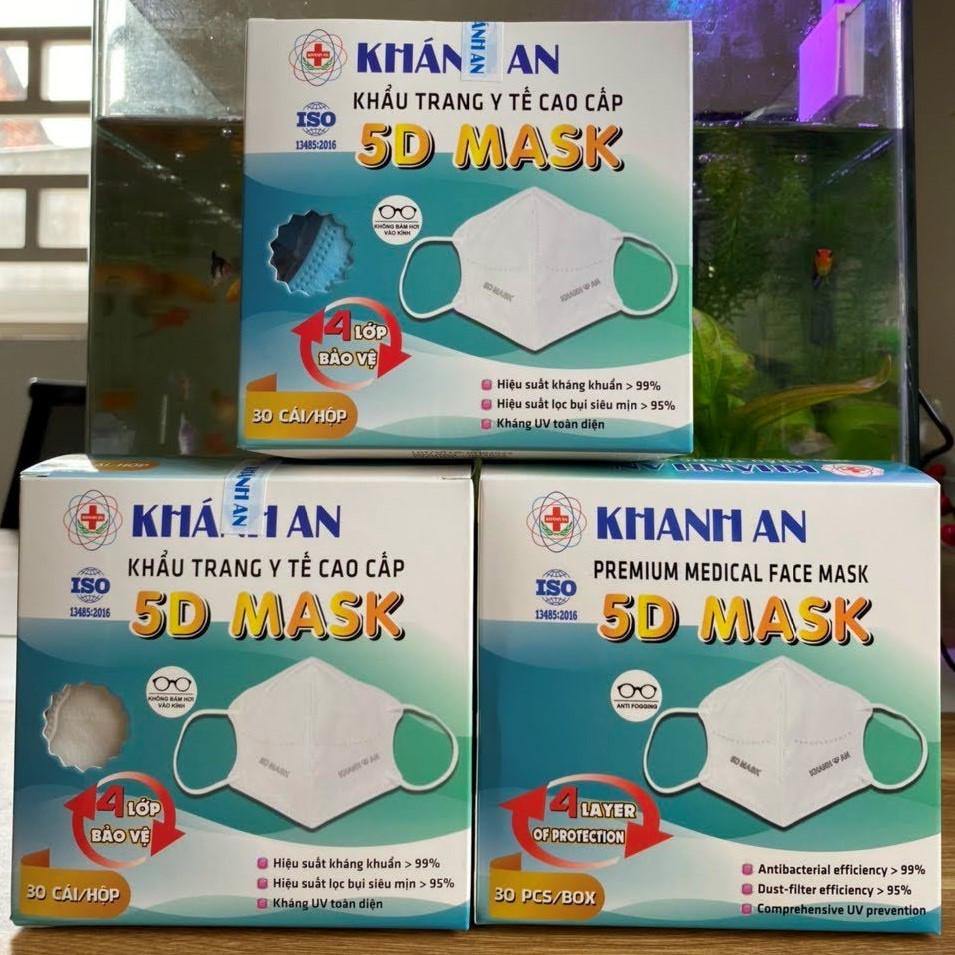 Khẩu trang y tế 5D MASK 4 lớp Khánh An cao cấp ngăn bụi vi khuẩn ngăn UV 95 đến 99% - XANH