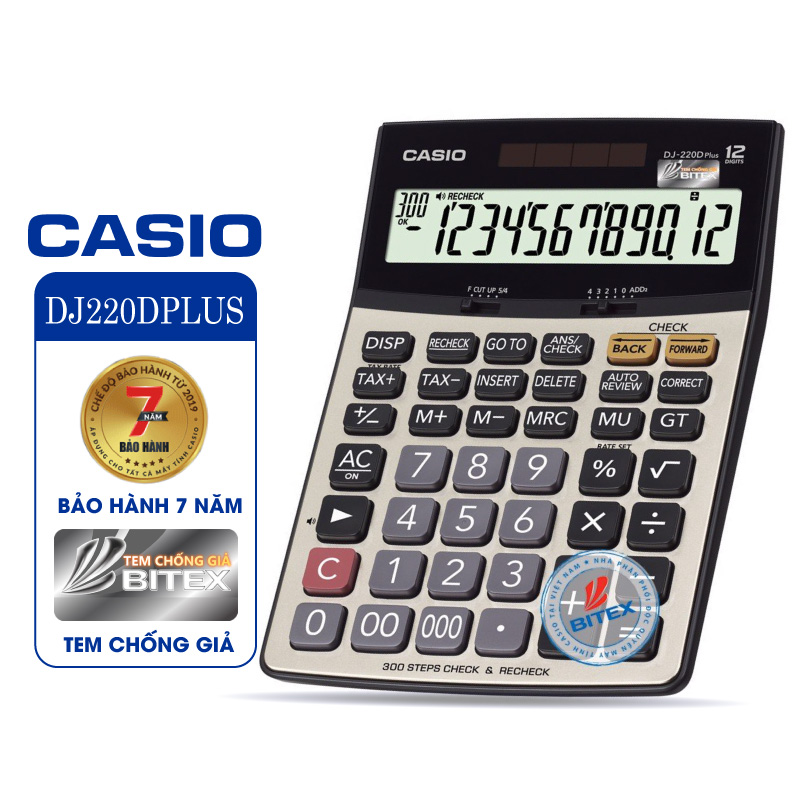 Máy tính Casio DJ-220D Plus, Bảo hành 7 năm - Hàng chính hãng Bitex