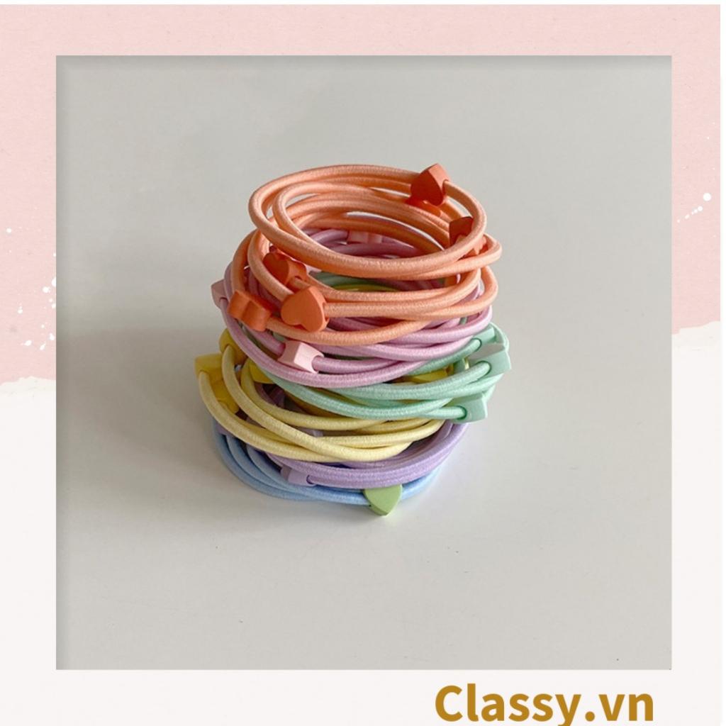 Bộ 7 dây 7 màu Dây cột tóc Classy Co Giãn Hình Trái Tim Dễ Thương Thời Trang Cho Nữ PK1696