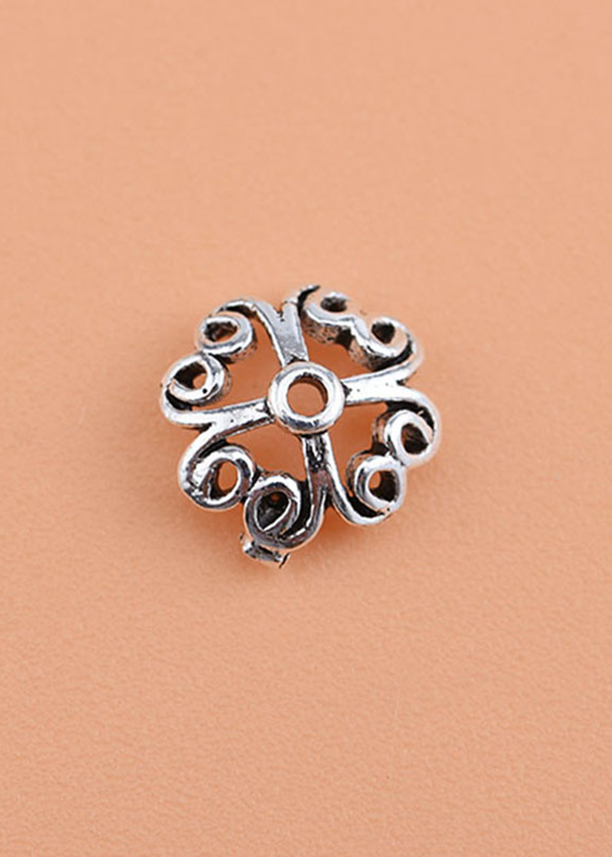 Combo 8 cái charm bạc chụp hạt, bọc hạt họa tiết hoa văn #3 - Ngọc Quý Gemstones