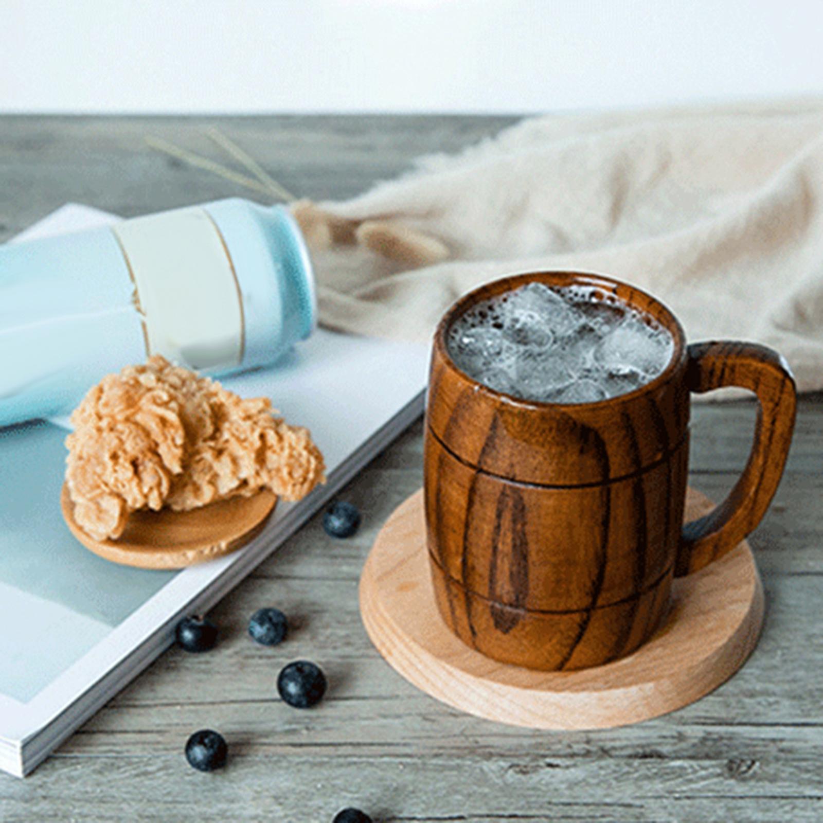 Wood Beer Mug Camping Cup Coffee Cup Vintage 400ml for Home