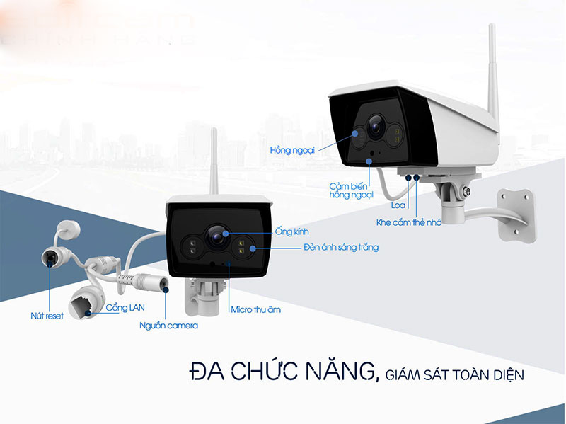 Camera Wifi quan sát ngoài trời dùng sim 4G Ebitcam EB02 Full HD 1080P - Hàng chính hãng