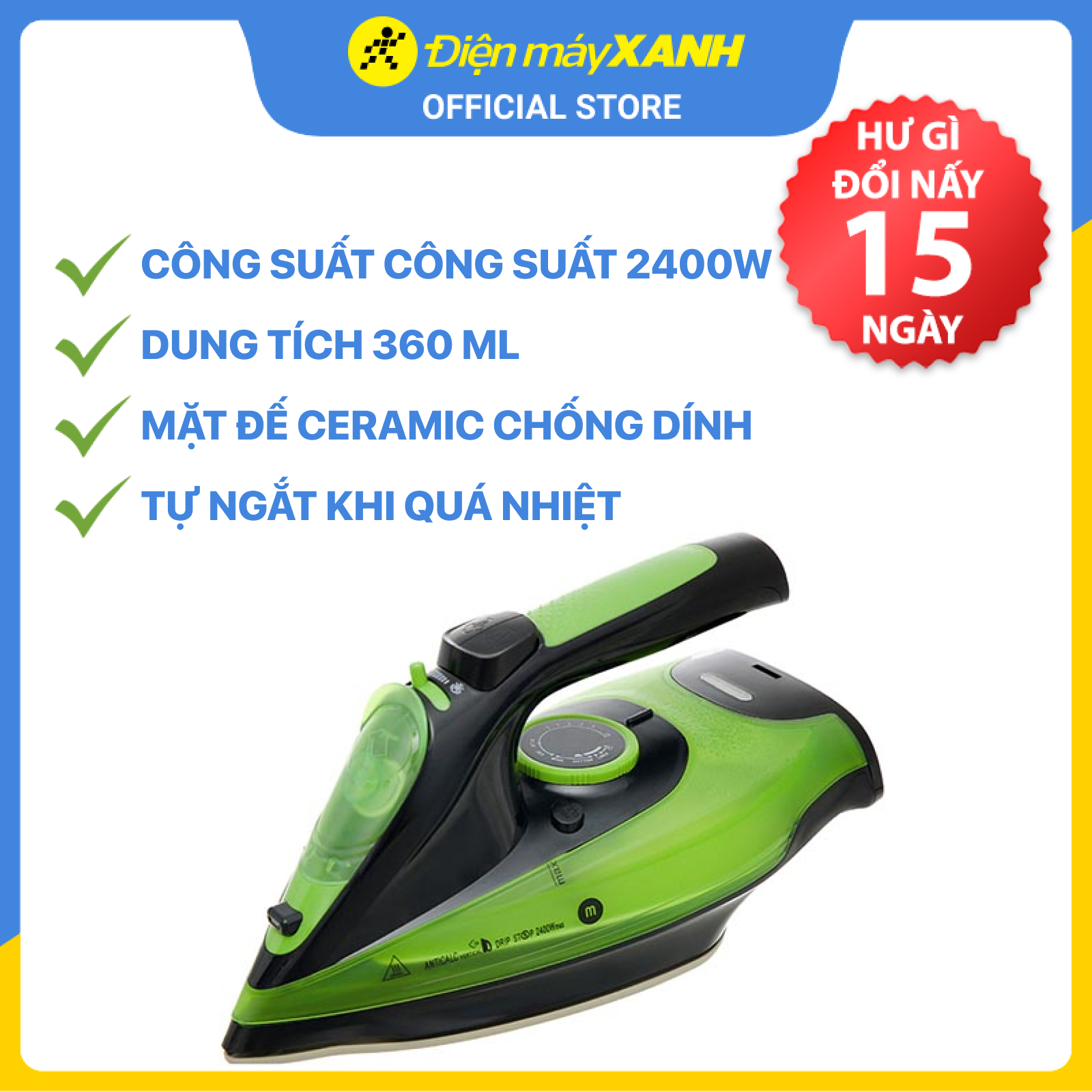 Bàn ủi hơi nước không dây Mishio MK-230 - Hàng chính hãng