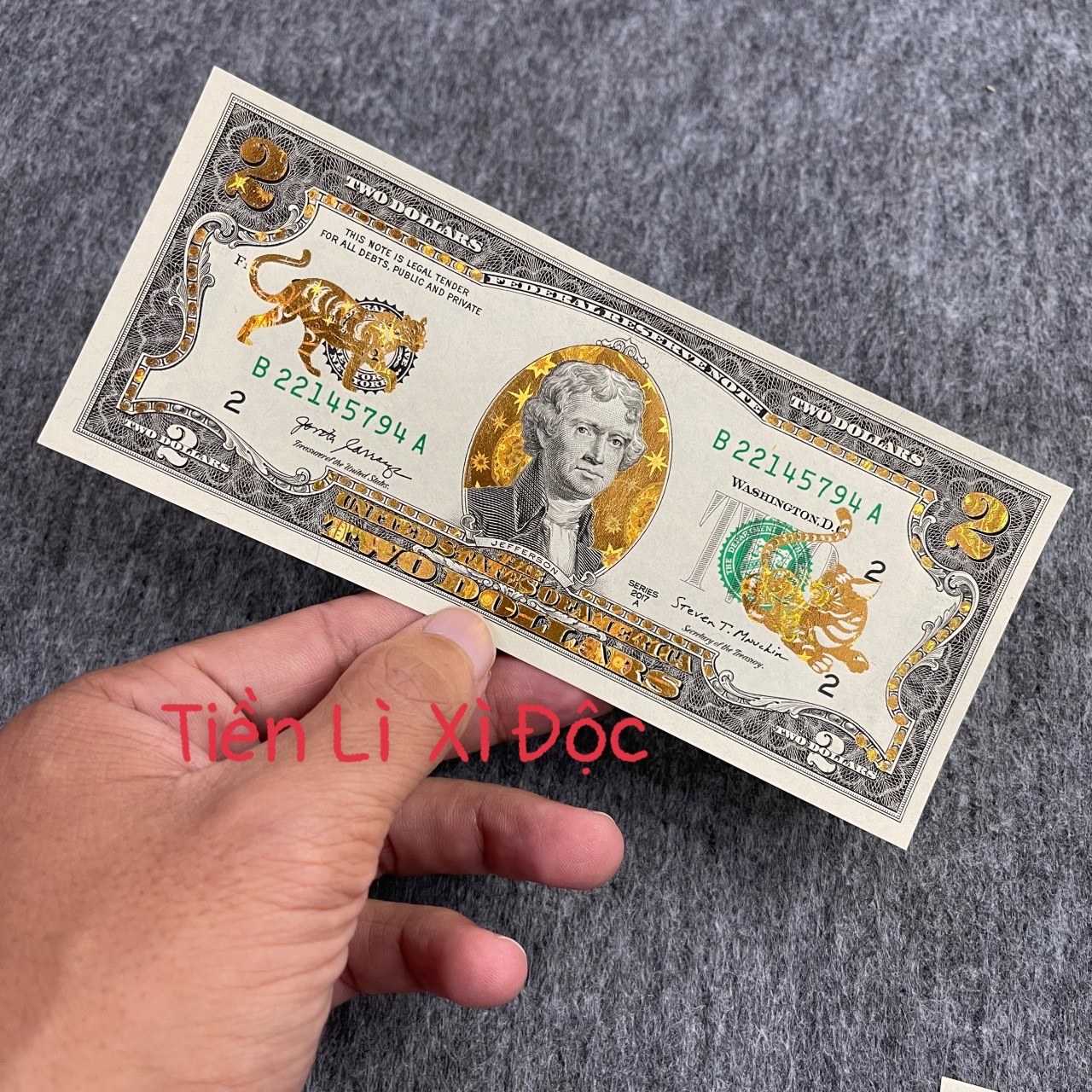 Tờ Tiền 2 Đô Con Mèo Mạ Vàng 3D Kèm Bao Lì Xì, 2 Usd Sưu Tầm, Làm Quà Tặng, Lì Xì Tết 2023 May Mắn