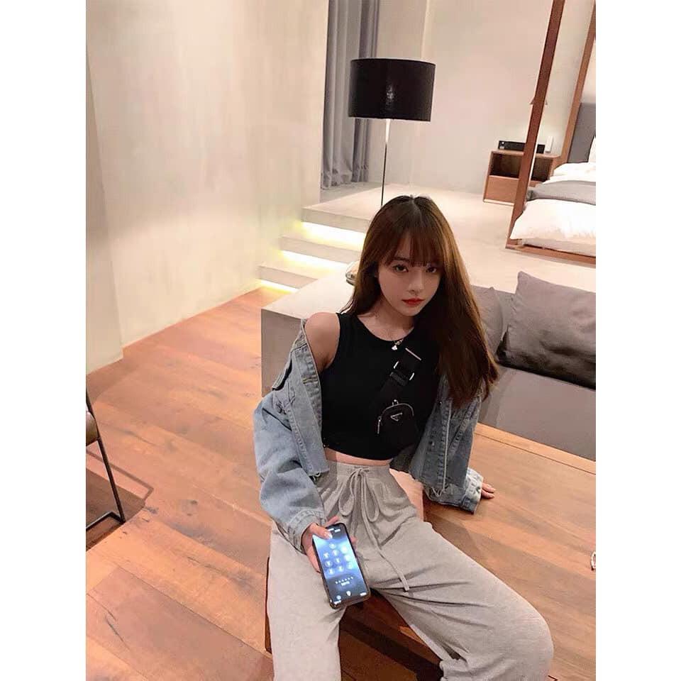 ÁO CROPTOP 3 LỖ CHẤT COTTON ĐẸP CÓ MÚT NGỰC