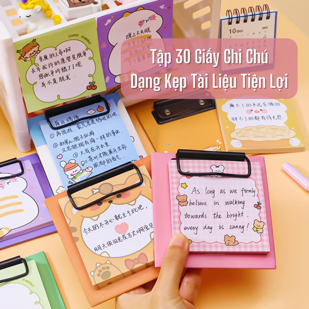 Tập 30 Giấy Note, Giấy Ghi Chú Dạng Kẹp Tài Liệu Phong Cách Dễ Thương ST451