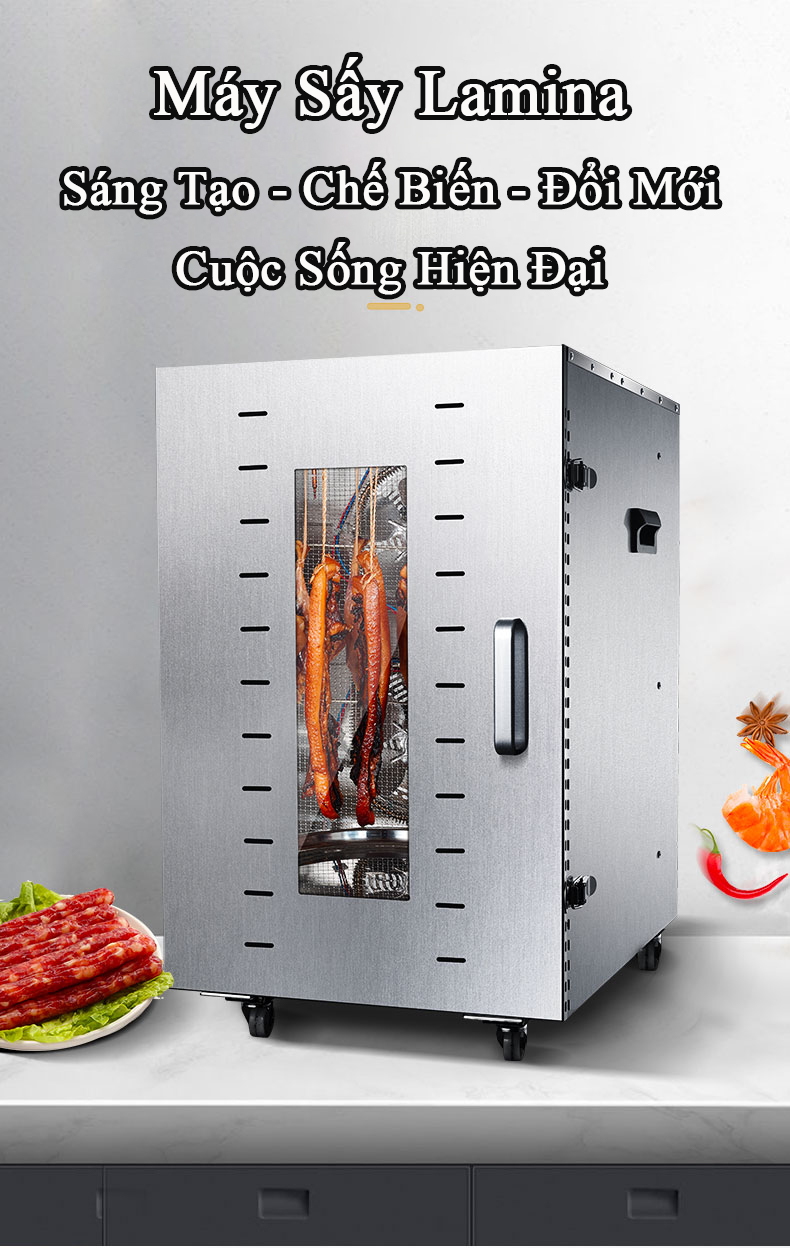 Lò Sấy Ba Rọi Một Nắng, Lạp Xưởng, Gia Cầm Công Nghiệp Chất Liệu Inox Bền Bỉ