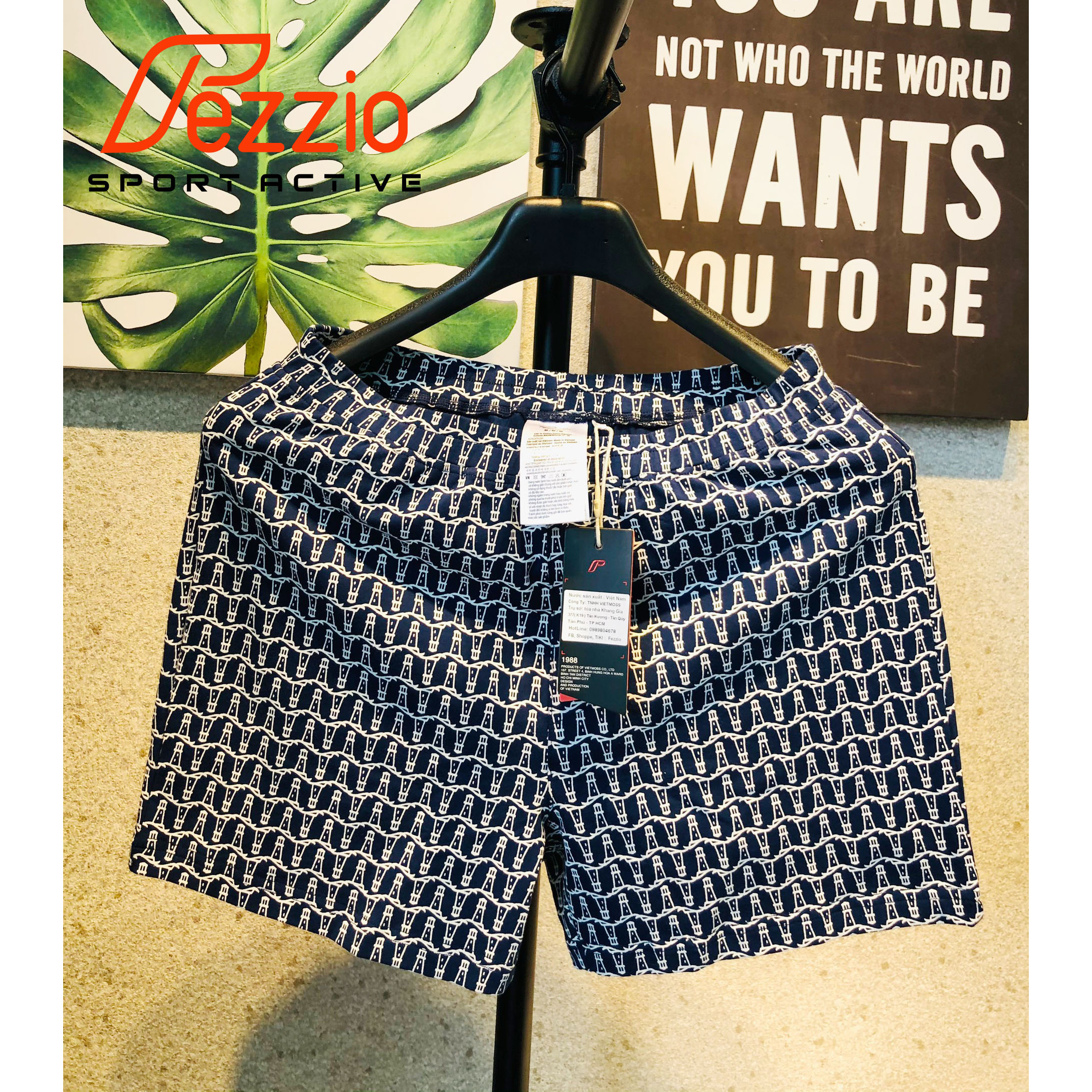 Quần đùi nam mặc ở nhà, đi ngủ chất cotton 100 phom dáng trẻ trung năng động thương hiêu Fezzio chính hãng – HẢI DĂNG  – L