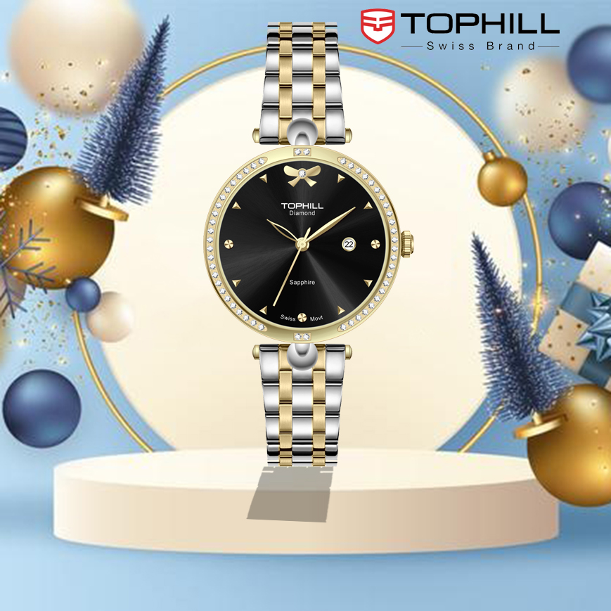 ĐỒNG HỒ TOPHILL TE063L.M6157 Đồng hồ nữ Thụy Sĩ, kính sapphire, vỏ thép 316L