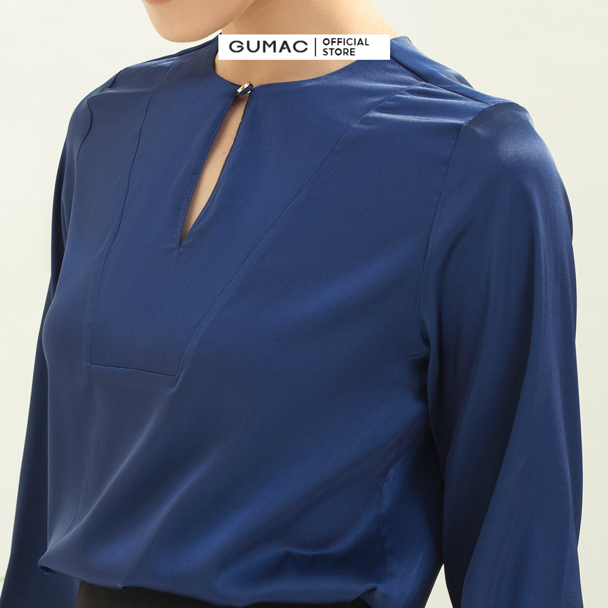 Áo kiểu nữ GUMAC AC03047 cổ tròn khoét giọt nước tay dài thanh lịch
