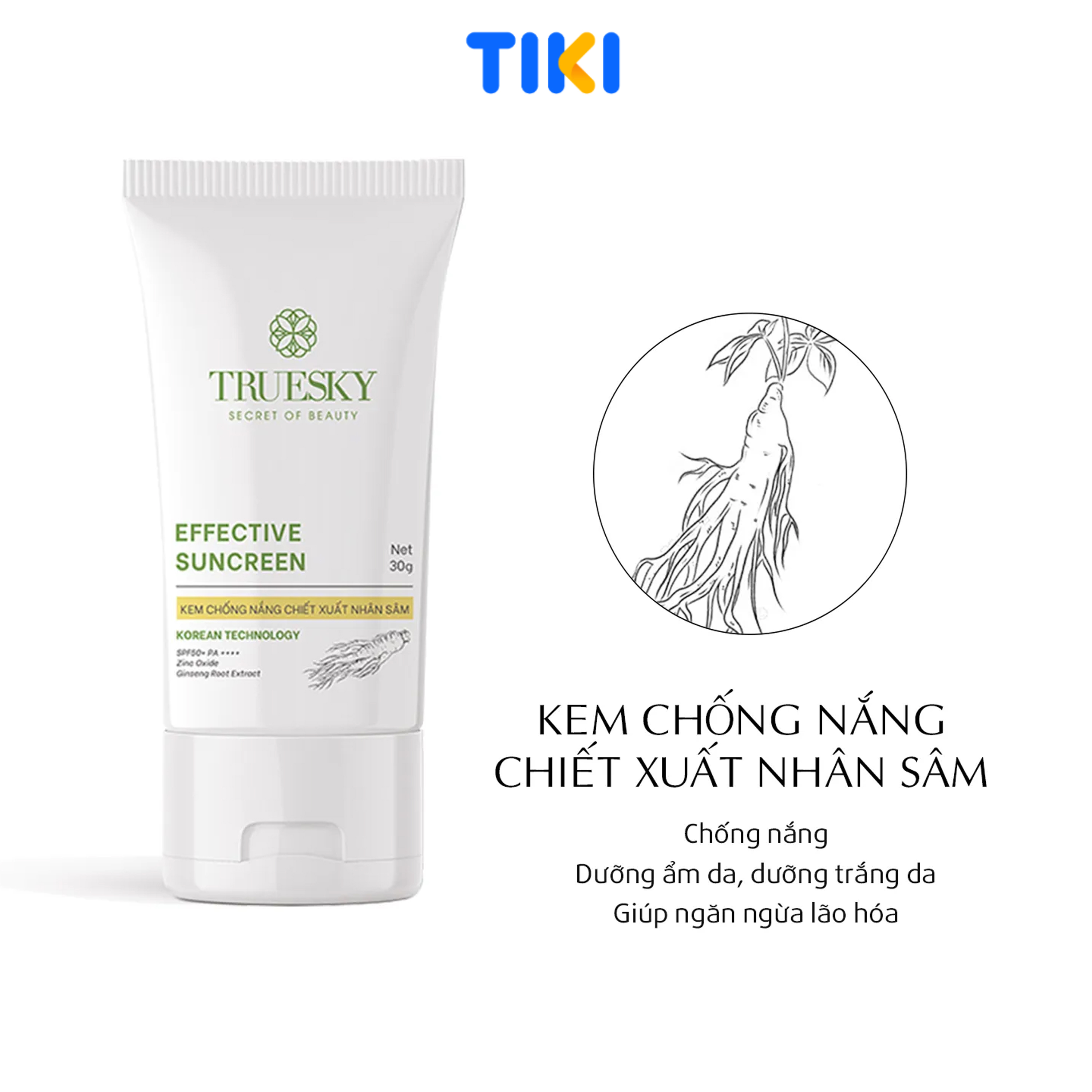 Kem chống nắng Truesky Effective Sunscreen 30g SPF 50+ PA+++ chiết suất nhân sâm hàn quốc