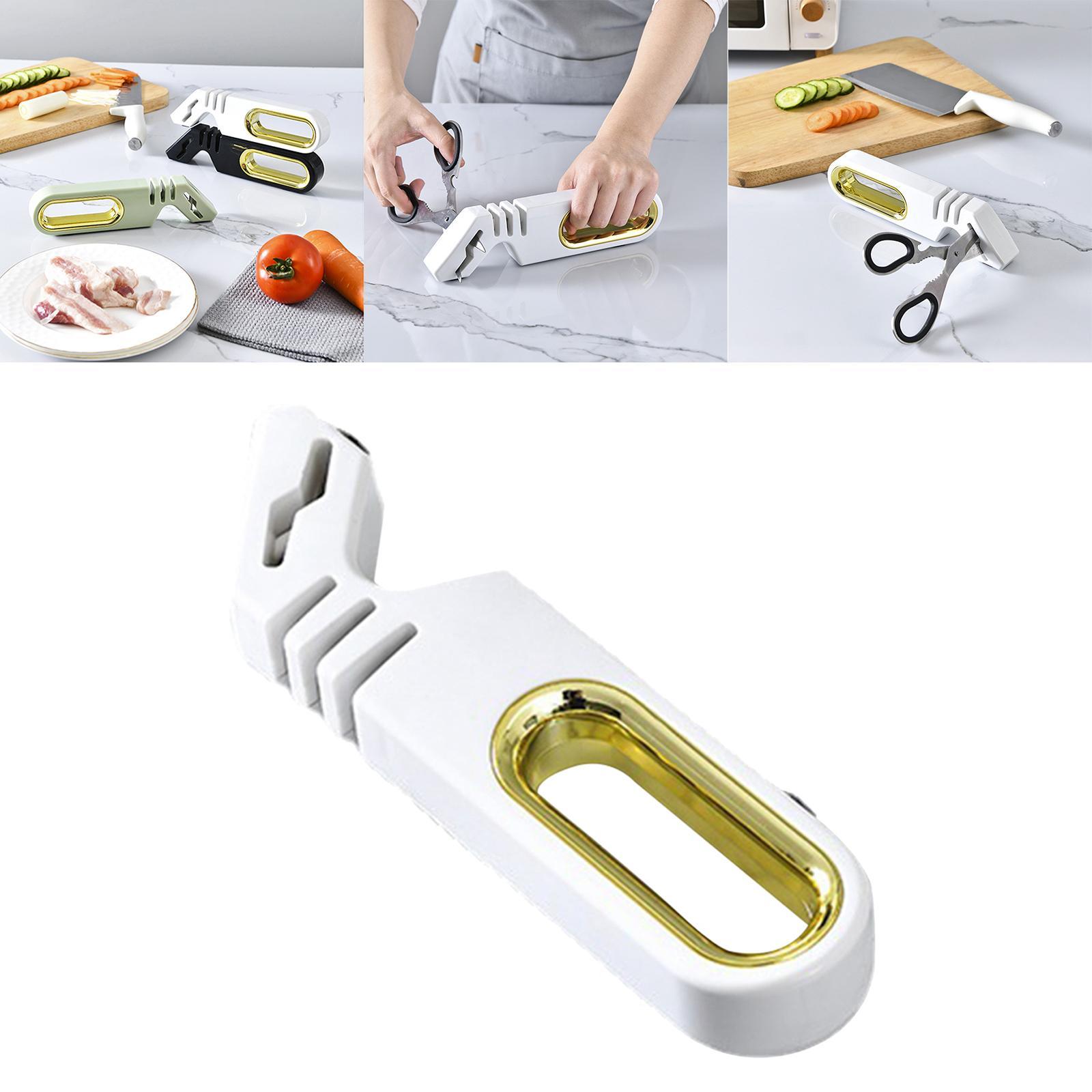 4 in 1 Knife Sharpener with Scissors Sharpening, Premium Polish Blades, Kitchen Knife Sharpener for Ceramic and Steel Knives, Scissors