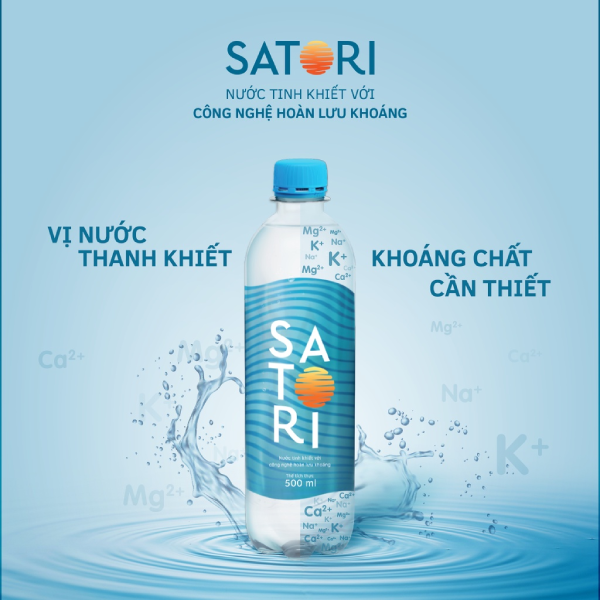 Lốc 6 chai nước suối (500ml/chai) SATORI - Công Nghệ Hoàn Lưu Khoáng 