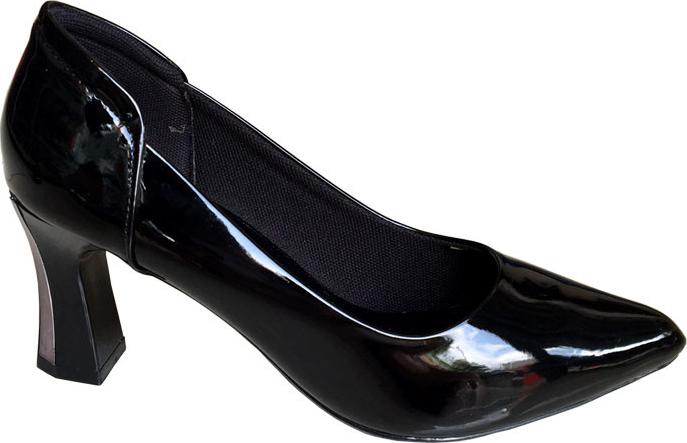 Giày cao gót 7cm Trường Hải gót to da bóng màu nâu thời trang cao cấp CG0412