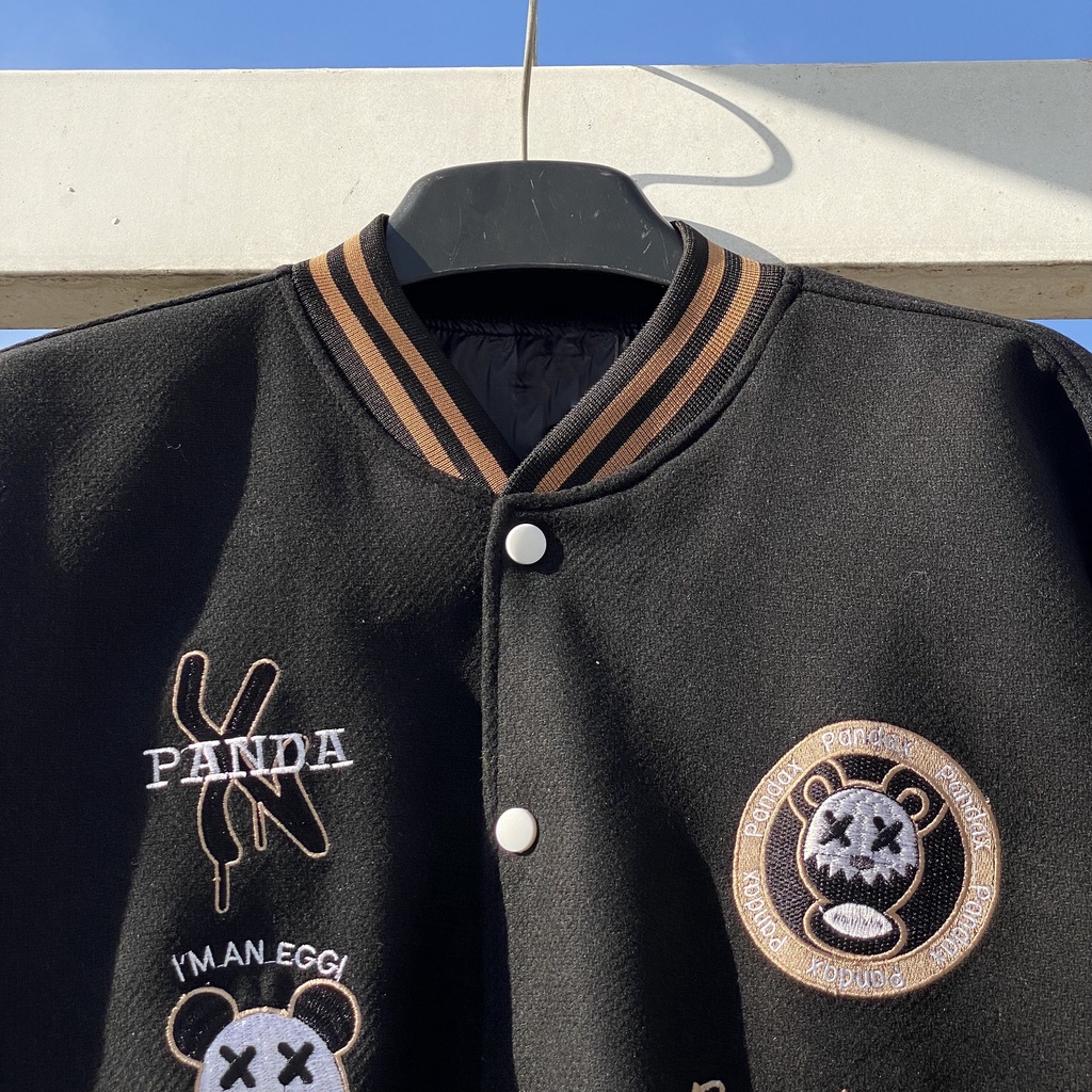 Áo khoác bomber pandax unisex , varsity jacket nam nữ chất dạ ép 2 lớp , vasity bóng chày local brand unisex - Gin Store