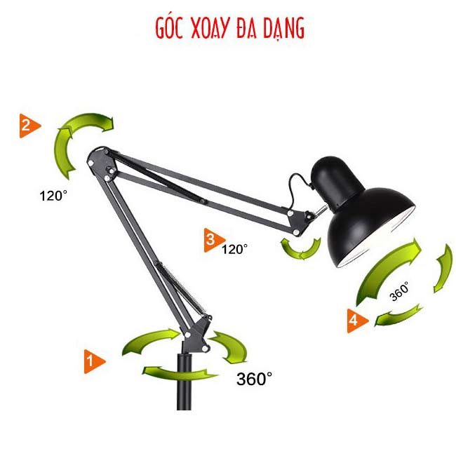 Đèn học kẹp bàn kiểu dáng Pixar + tặng kèm bóng LED đổi 3 màu