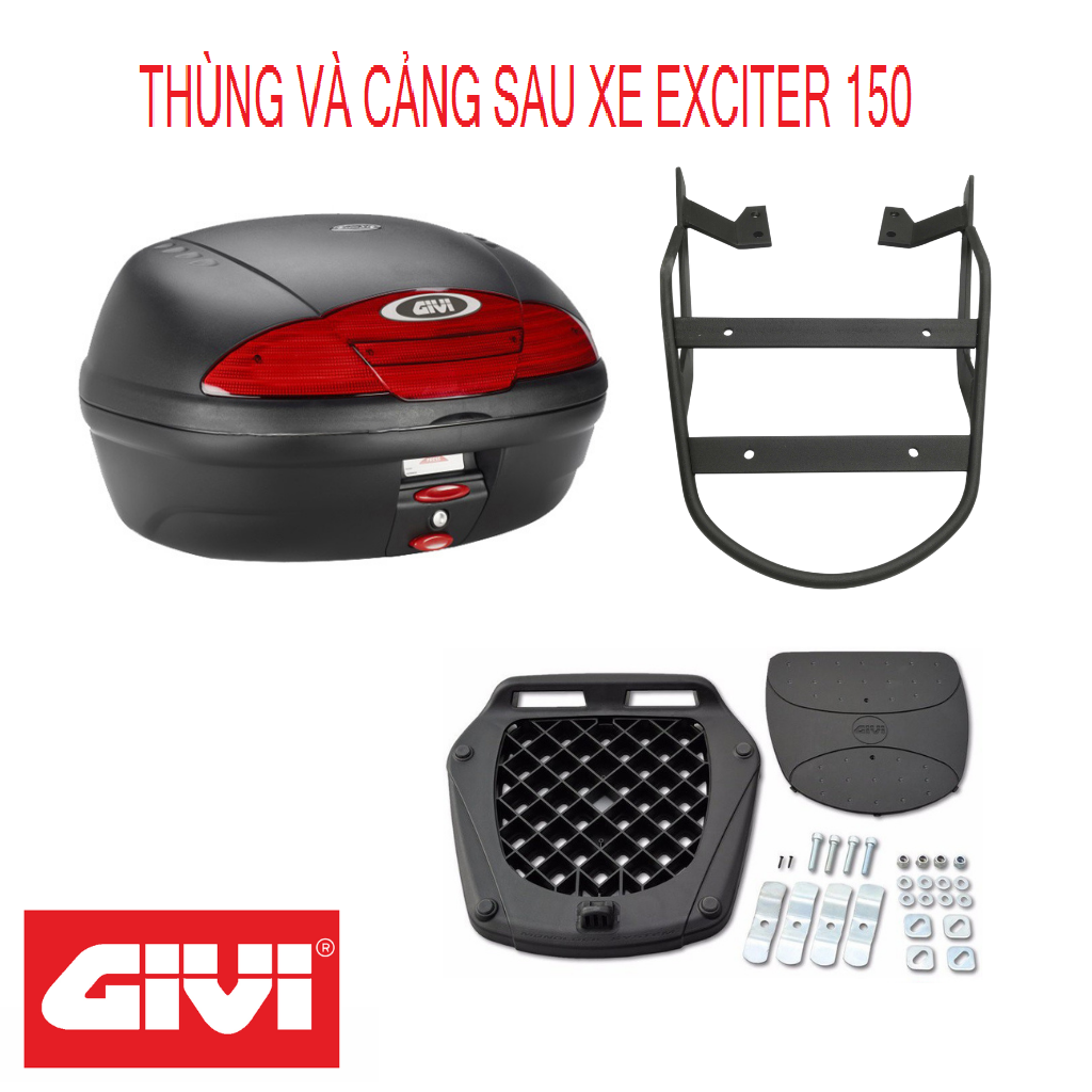 Combo Thùng Givi E450N Kèm Đế Và Cảng Sau Cho Xe Exciter 150 Hàng Chính Hãng