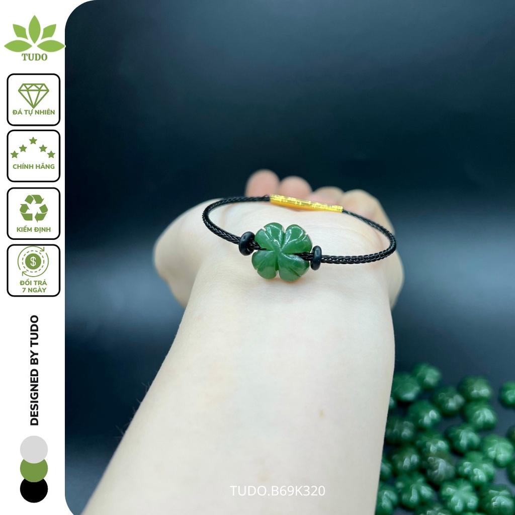 Vòng Tay Nữ Đẹp - Vòng Phong Thủy Đa Mệnh TUDO VDCNB Charm Cỏ 4 Lá May Mắn, Dây Cáp Chốt Bấm B69K320