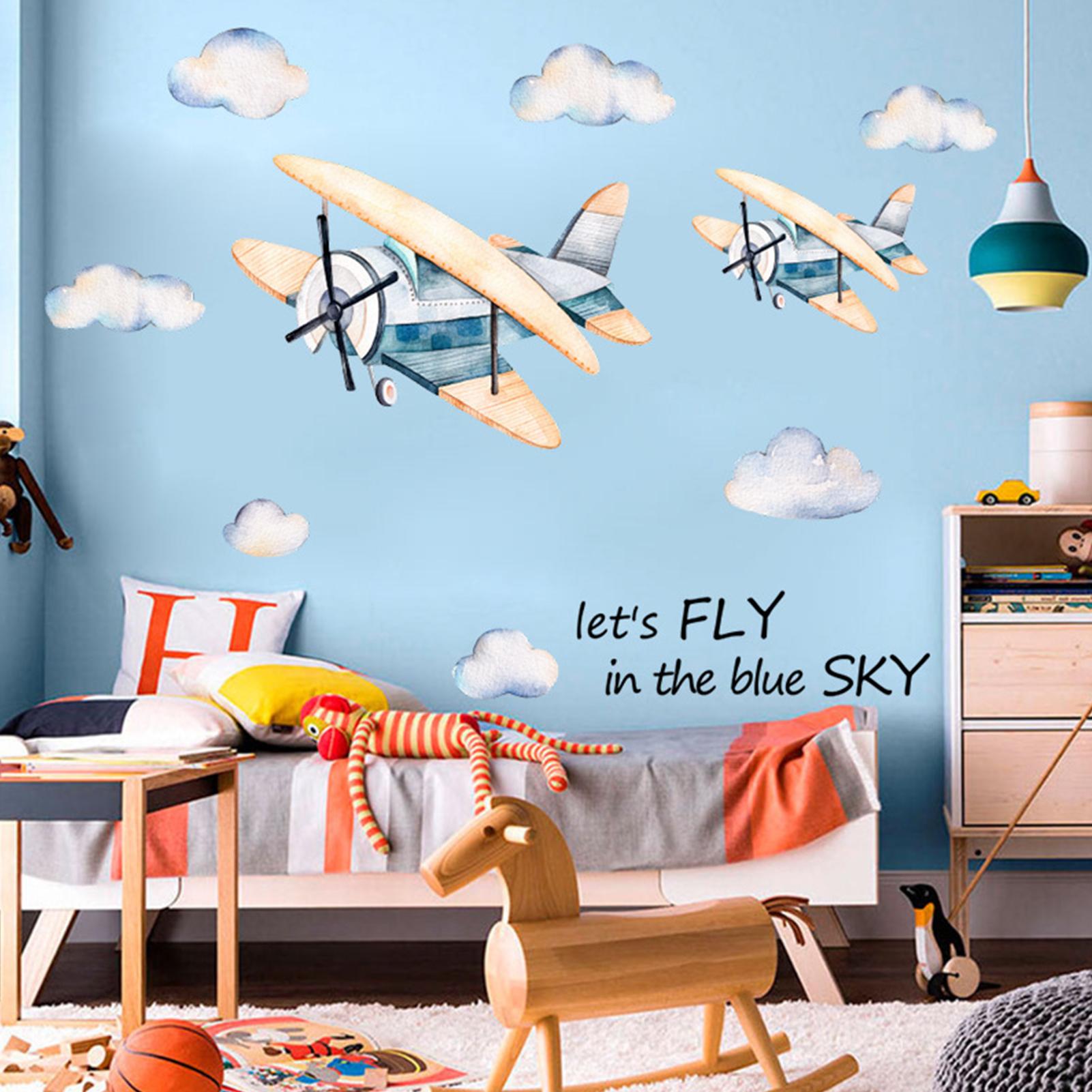 Decal Dán tường Có thể tháo rời Vinyl chủ đề máy bay cho trẻ em