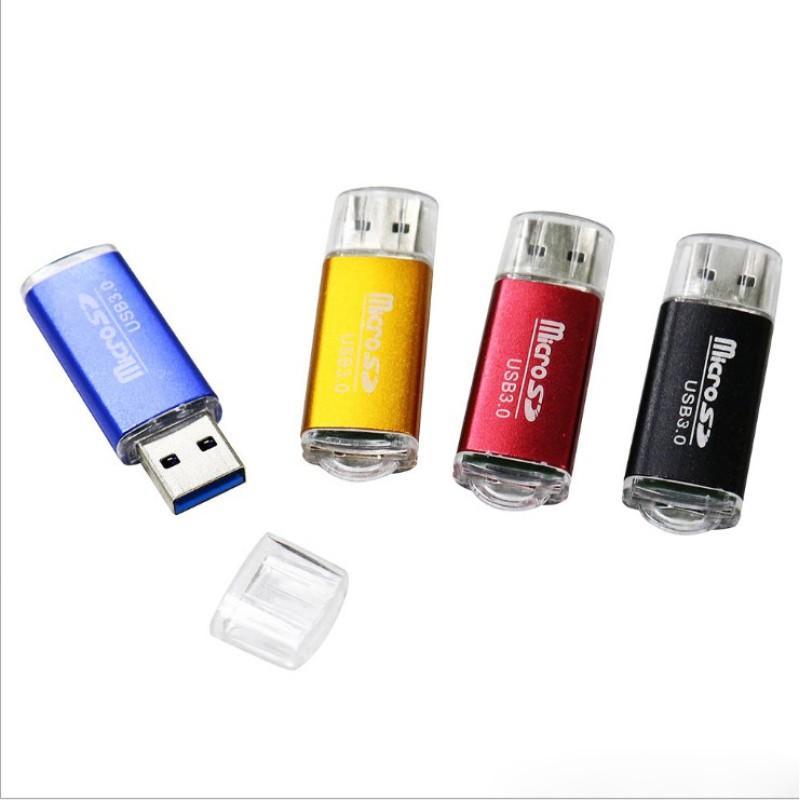 Đầu đọc thẻ nhớ Micro SD vỏ nhôm chuẩn usb 2.0 có đèn tín hiệu và lỗ treo móc khóa, đầu lọc thẻ nhớ mini nhiều màu