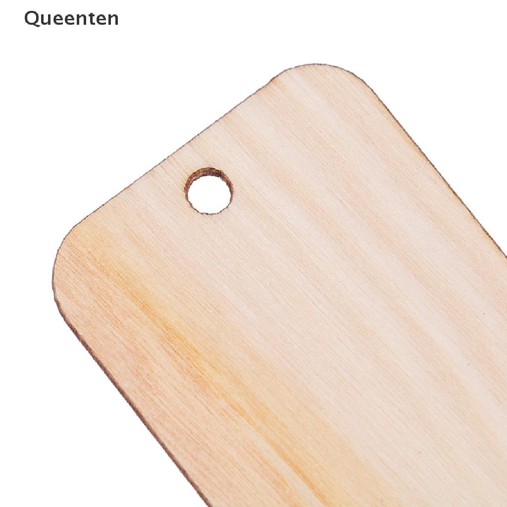 Queenten 50pcs Ornament Wood Planks Tags Wooden Hanging Labels Sheet DIY Engraving Crafts QT