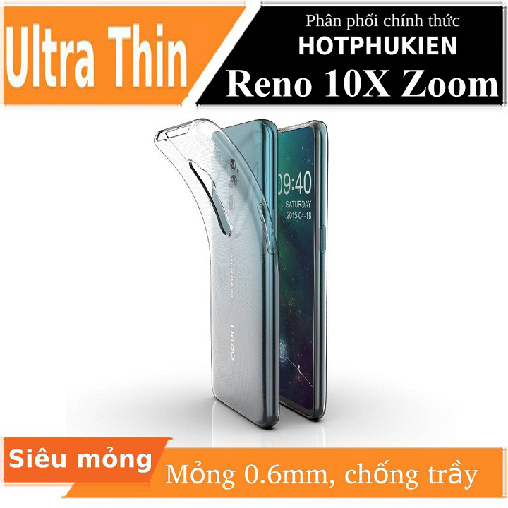Ốp lưng silicon dẻo cho Oppo Reno 10X Zoom hiệu Ultra Thin trong suốt mỏng 0.6mm độ trong tuyệt đối chống trầy xước - Hàng nhập khẩu